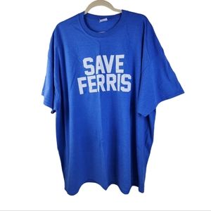 NWOT SAVE FERRIS Blue Tshirt Men's 3XL Port & Company Core Cotton Blue Crew Neck